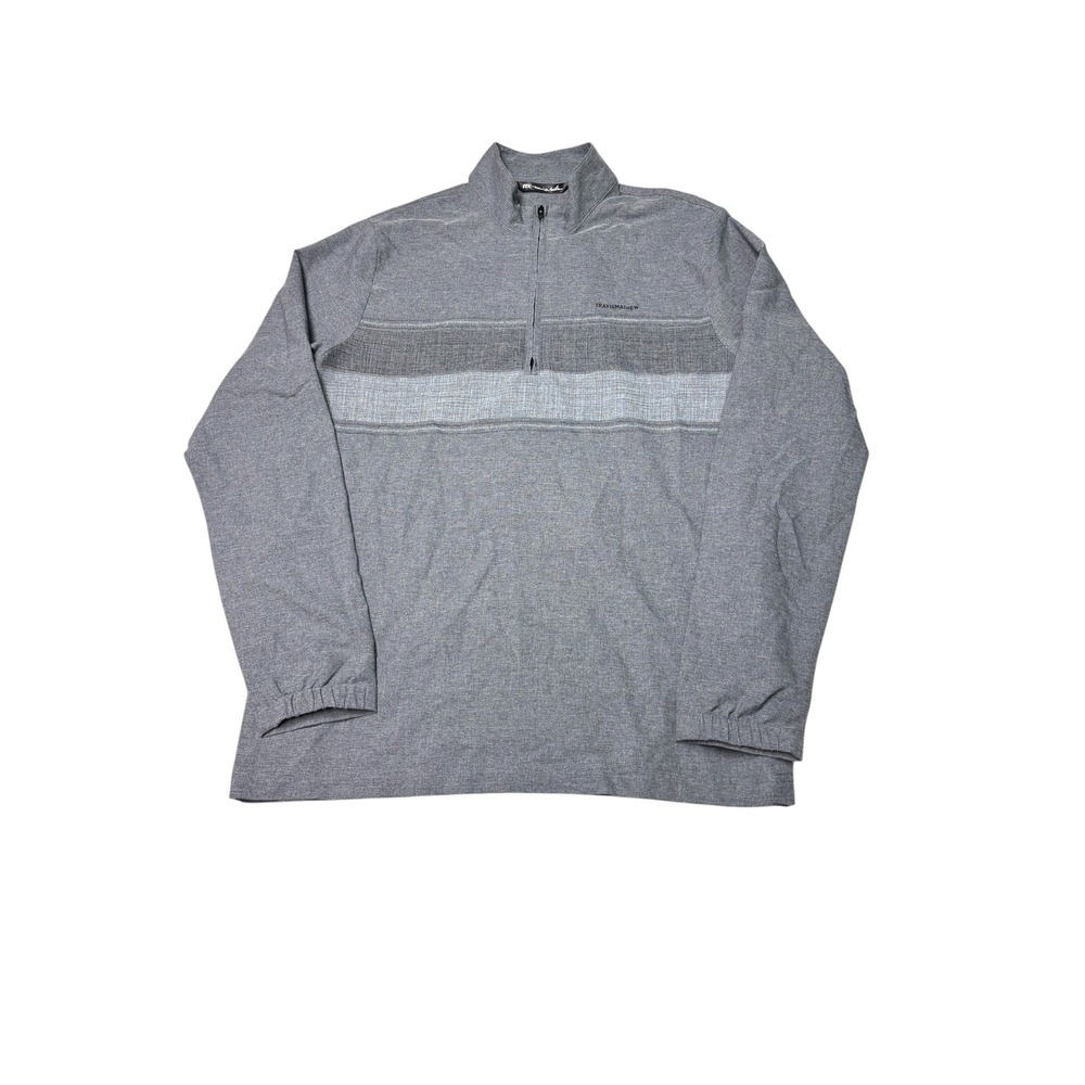 TravisMathew Mens Grey 1/4 Zip Pullover Stripe Performance Shirt 1MX201 Size M